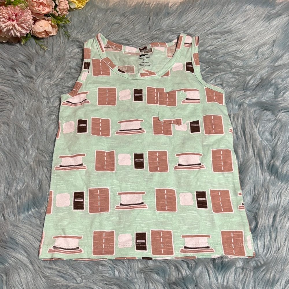 Monica + Andy Mint Green S’more’s Graphic Kids Tank sz 5T